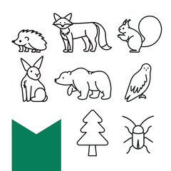 Forest animals icons set