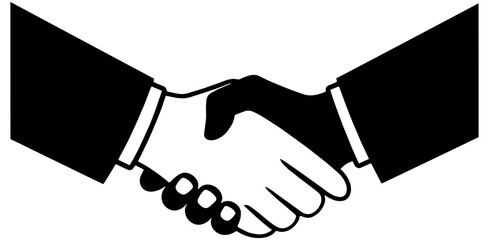 Hand shake between two business people illustration in black 