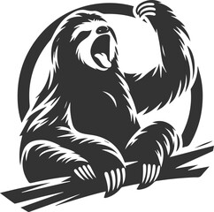 Vector art drawing silhouette of a sloth animal