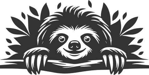 Vector art drawing silhouette of a sloth animal