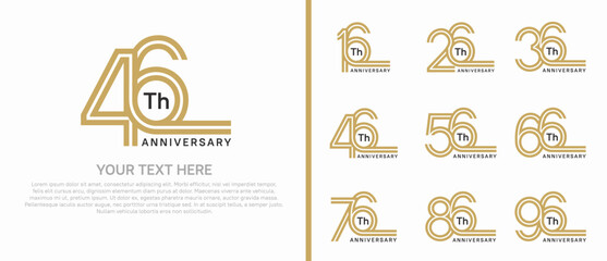 logo anniversary set. brown color double line on white background for special event
