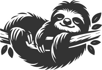 Vector art drawing silhouette of a sloth animal