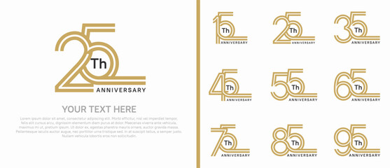 logo anniversary set. brown color double line on white background for special event