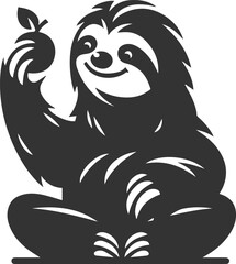 Vector art drawing silhouette of a sloth animal