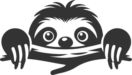 Vector art drawing silhouette of a sloth animal