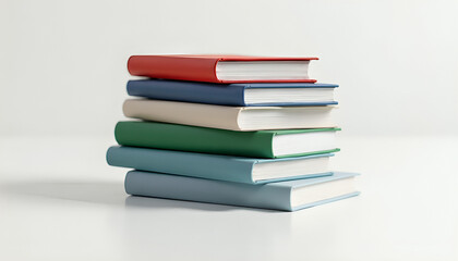Stack of books on grey background