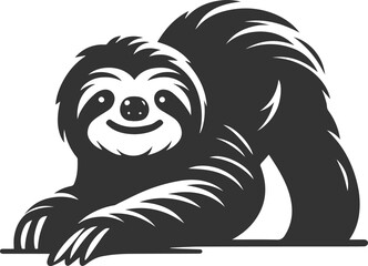 Vector art drawing silhouette of a sloth animal