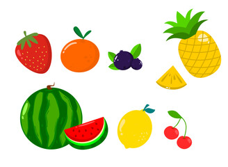 Mix fruit illustration. Cute fruity cartoon. Can be used for wallpaper 