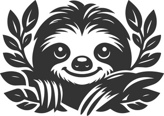 Vector art drawing silhouette of a sloth animal © MDAbdul