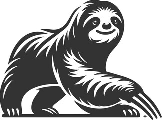 Vector art drawing silhouette of a sloth animal