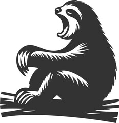 Vector art drawing silhouette of a sloth animal