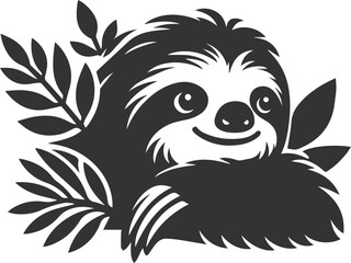 Vector art drawing silhouette of a sloth animal