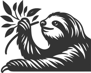 Vector art drawing silhouette of a sloth animal