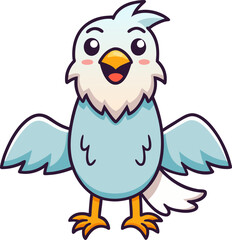 Strong eagle bird with outstretched wings in a cartoon character design for vector animal clipart use