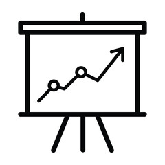 An illustration of a presentation board showing an upward trending line graph, symbolizing growth and success.