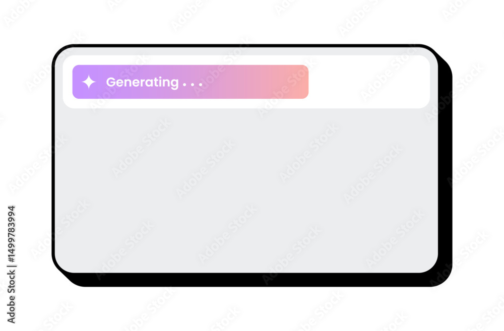 Poster minimal pop up window with generate button and light icon. modern interface frame with rounded edges