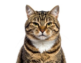 Cat being grumpy, illustration, isolated white background