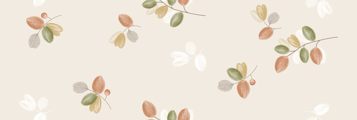 Graceful Hand Drawn Scroll and Floral Motif Compositions