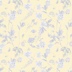 Graceful Hand Drawn Scroll and Floral Motif Compositions