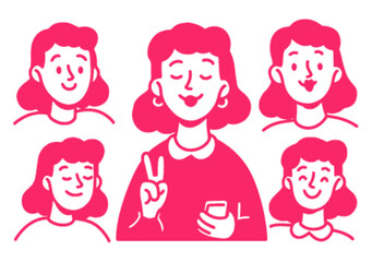 Vibrant Hand-Drawn Doodle Collection Featuring Smiling Characters
