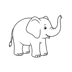 Fototapeta premium Cartoon elephant isolated on white background for coloring books, educational materials.