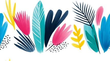 Obraz premium Soft Color Abstract Floral Watercolor Pattern - Vibrant, stylized floral design. Symbolizing: nature, growth, beauty, energy, tranquility. Ideal for textile prints, home decor, and branding