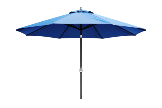 Shield yourself from the sun s intensity under this blue patio umbrella perfect for serene on transparent background