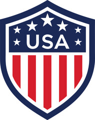 Classic USA Patriotic Shield Silhouette with Stars and Stripes Vector 