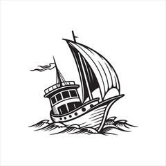 Boat Silhouette Vector Clipart