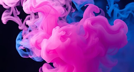 Obraz premium Colorful swirls of pink, blue and purple smoke in abstract art formation, background