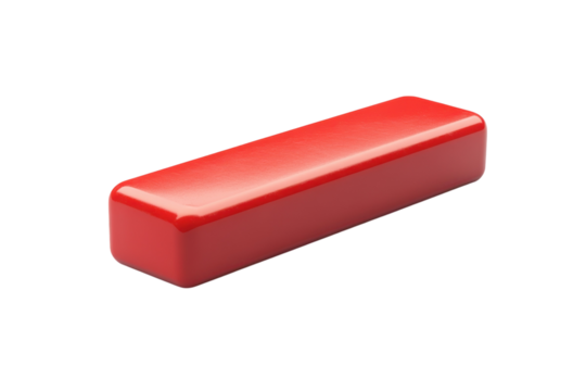 The vibrant glossy red bar rests confidently a symbol of simplicity and bold statement against on transparent background