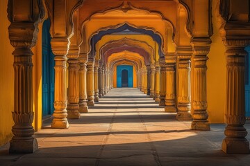 Fototapeta premium Colorful arched colonnade