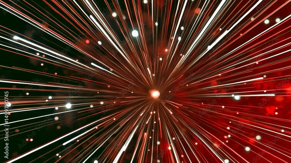 Aufkleber Abstract Burst of Light: Radiant Lines Converging in a Dazzling Display of Red and White Radiance.