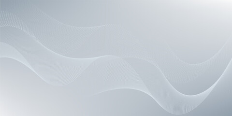 Gray and white abstract background with flowing particles. Digital future technology concept. vector illustration.