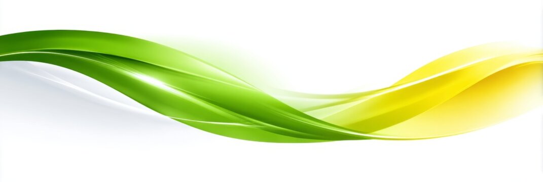 Vibrant Yellow and Lime Green Abstract Wave - Abstract art depicting flowing lime green and yellow waves on a white background. Symbolizing growth, energy, nature, harmony, and fluidity