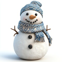 Cheerful snowman wearing a hat and scarf, ready for winter fun.