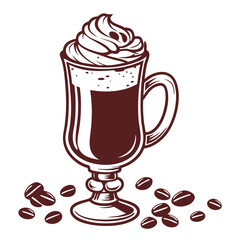 Irish Coffee Glass – Classic Tall Mug Vector Icon


