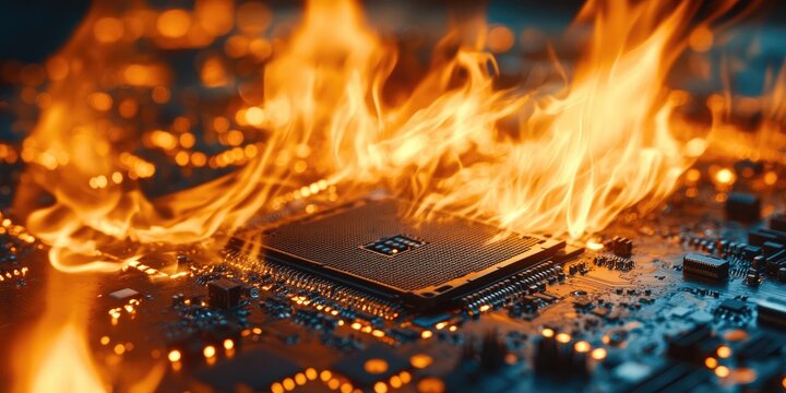 Burning computer circuit board (1)