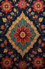 Naklejka premium Three-dimensional color illustration of a floral ornament on a monochrome background