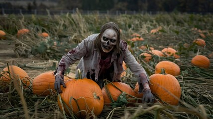 scarecrow in a pumpkin patch