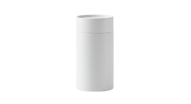 A sleek modern white cylindrical container reminiscent of minimalist design promises secure on transparent background