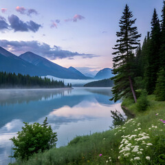 tranquil mountain lake
