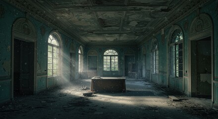 Abandoned interior room sunlight