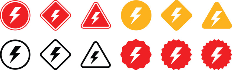 Power outage icon. Power Outage message on warning road sign isolated. Power outage symbol. Electricity symbol. High voltage sign, power outage