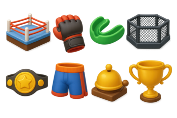 Combat sports 3d set: dynamic icons for martial arts and boxing enthusiasts
