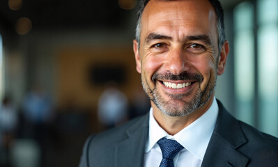 Business leader with confident expression at work