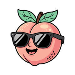 Cool Peach Wearing Sunglasses Cartoon Illustration