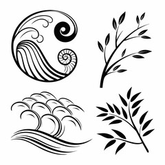 Elegant black and white nature inspired designs