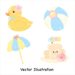 Summer Capybara Collection | Cute Animal Capybara | Summer Beach Element | Capybara Vector | Summer Vector Illustrator | Aloha Tropical Design