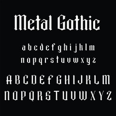 Bold Metal Gothic Blackletter Font Alphabet - Heavy Metal and Tattoo Style